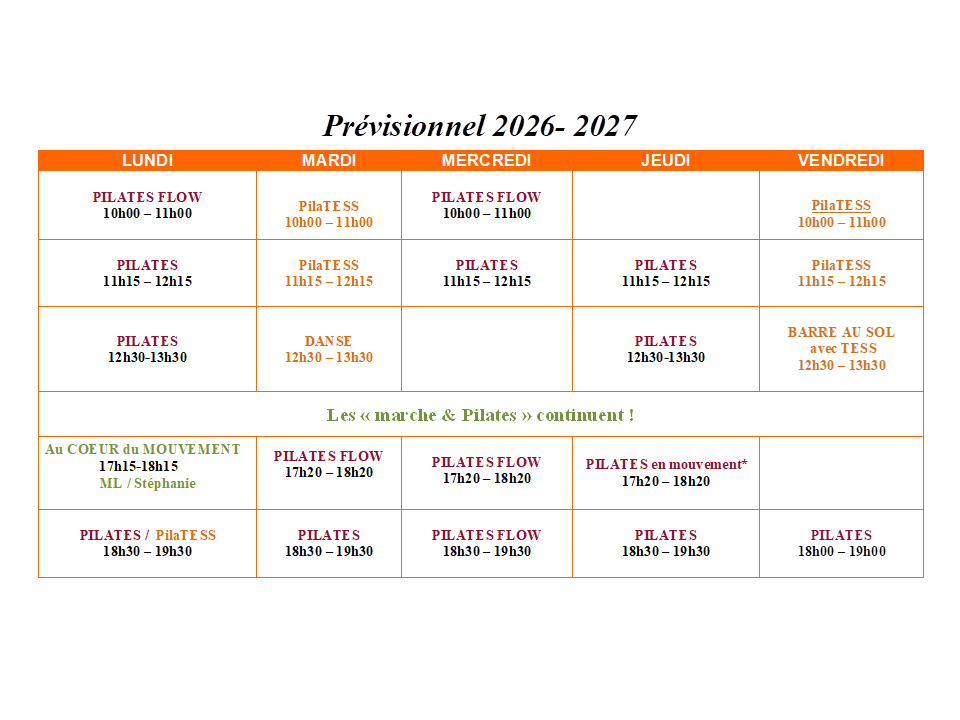 Pilates agenda SensAsoi